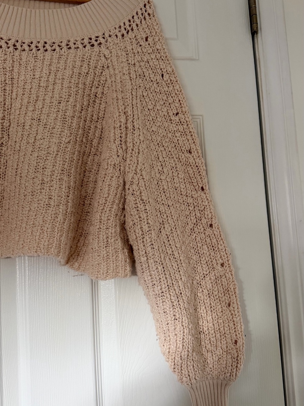 Free People Off-the-Shoulder Chunky Knit Sweater in Blush - Picture 3 of 7